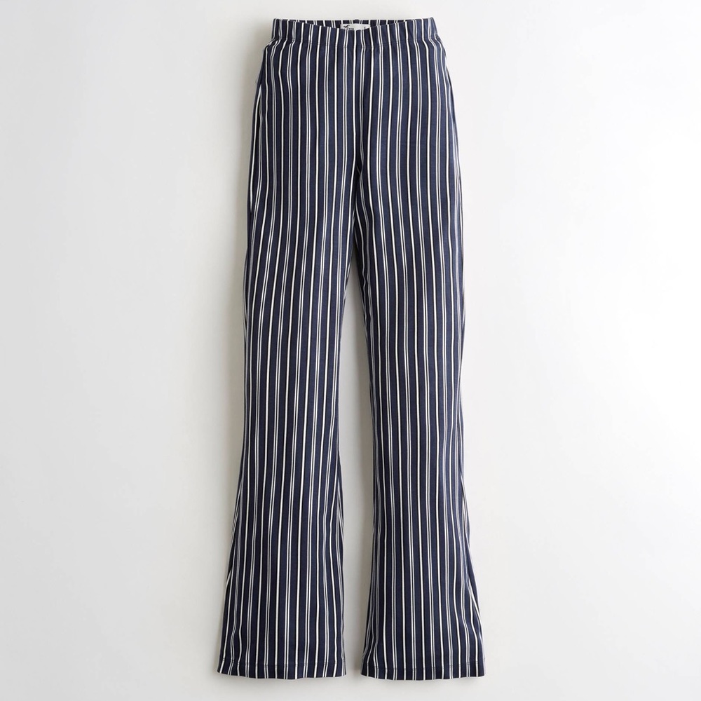 Hollister Navy Blue Stripe Flare Pants